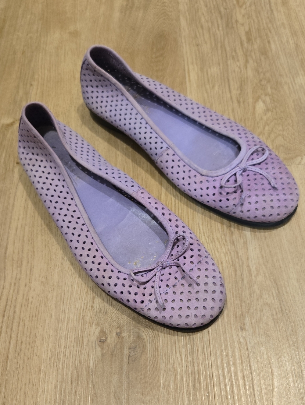 Classic Elements Lavender Perforated Ballet Flats with Bow Accent